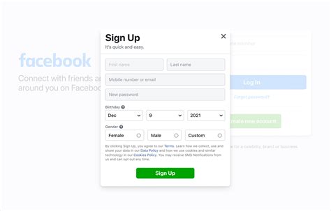 Sign up form.